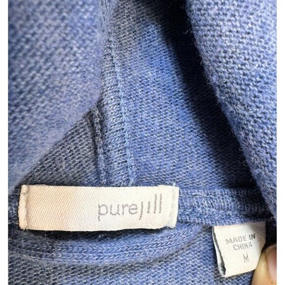 Pure Jill Womens Button-Up Knit Cardigan Jacket Medium Blue Pockets - Picture 2 of 10